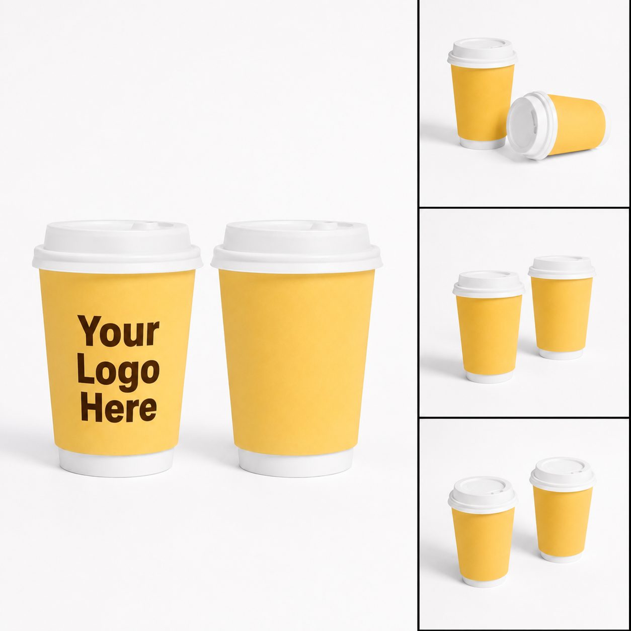 Yellow hot cups with custom logo printing